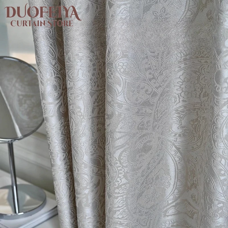 

Luxury Retro Villa French Chenille Curtains for Living Dining Room Bedroom Cream White High-end Cashew Flower High Quality Decor