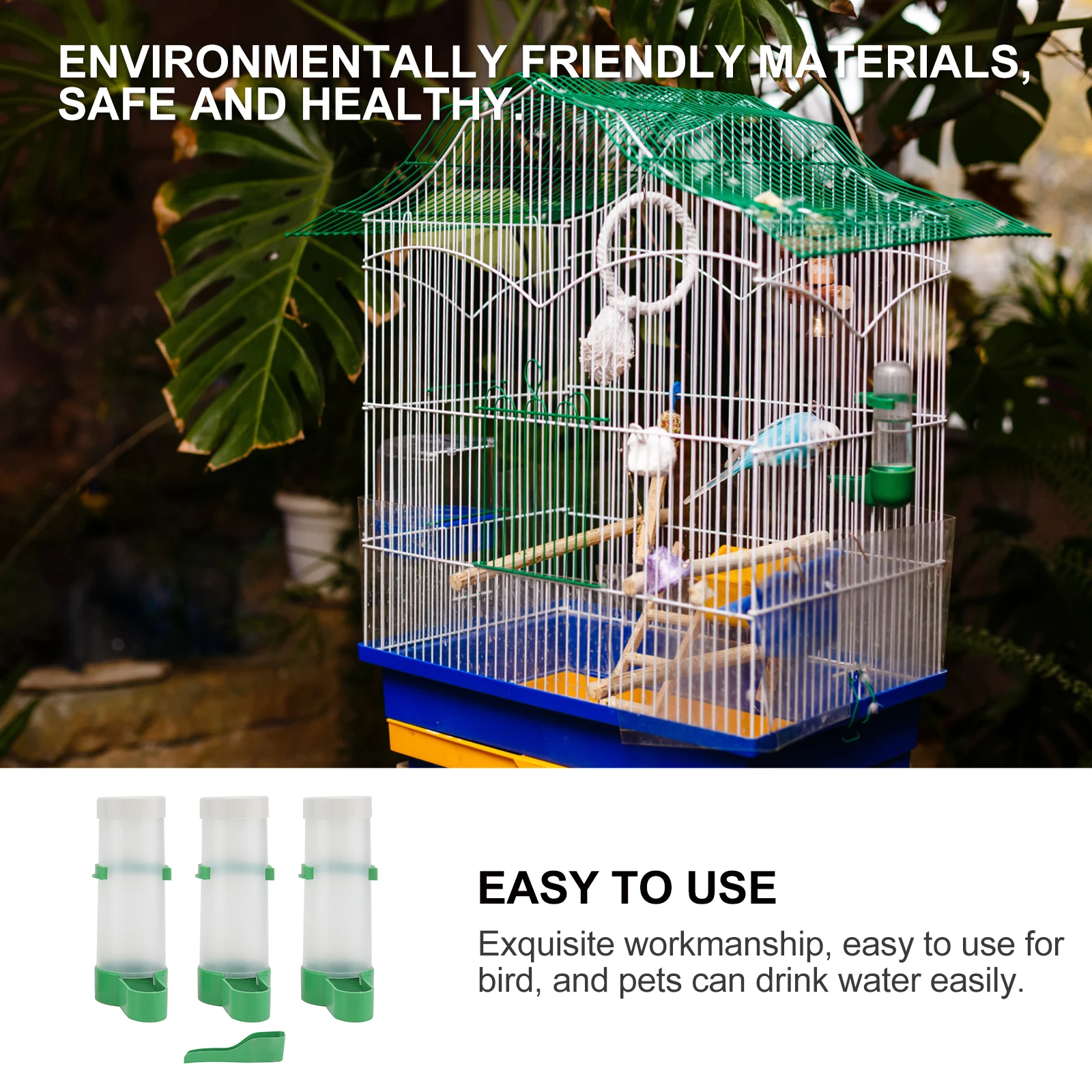 

Plastic Bird Drinking Fountain Cage Easy Clean Surface Pet Supplies Bowl Automatic Parrot Small Birds Feeder Water Dispenser