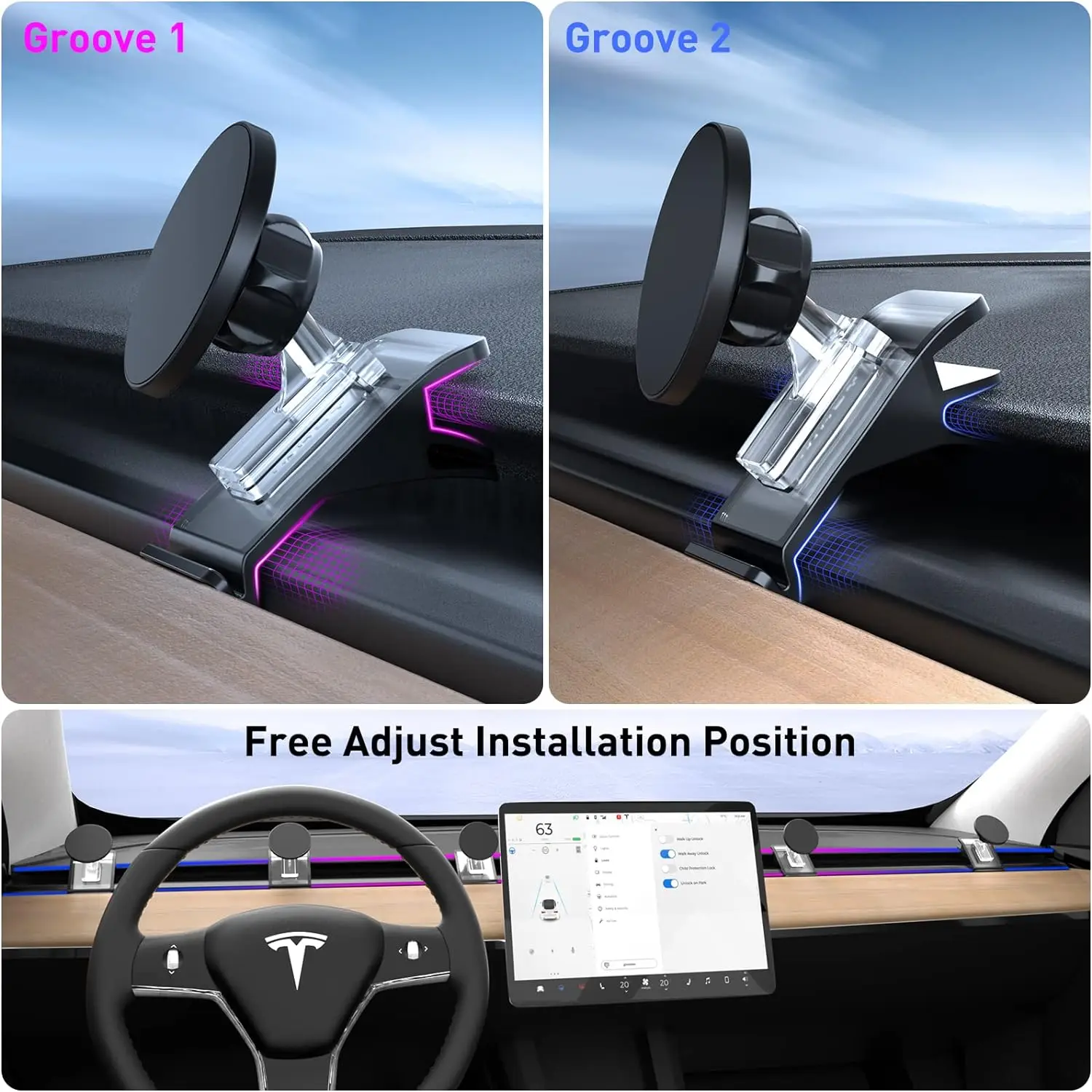 TEEQ for Tesla Model3 Y Center console air outlet Car Phone Holder Mount Adjustable Magnetic Car Phone Support Frame Accessories