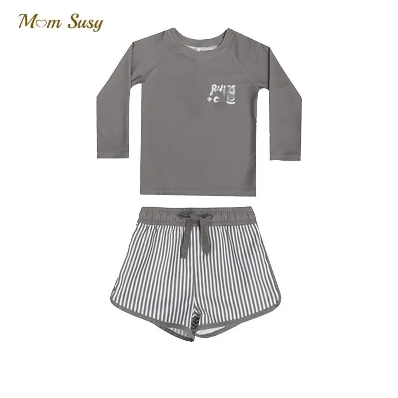 

Fashion Baby Boy Swim Suit Long Sleeve Tshirt+Shorts 2pcs Infant Toddler Child Swimwear Bathing Suit Kid Swimming Clothing 1-7Y