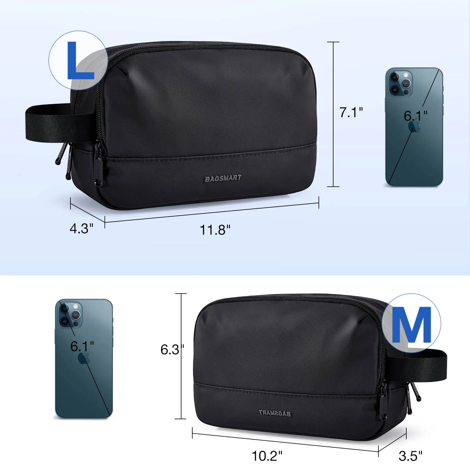 BAGSMART-Bolsa de aseo de gran capacidad para hombres, organizador de artículos de tocador de viaje, Kit de bolsa de afeitado impermeable, accesorio