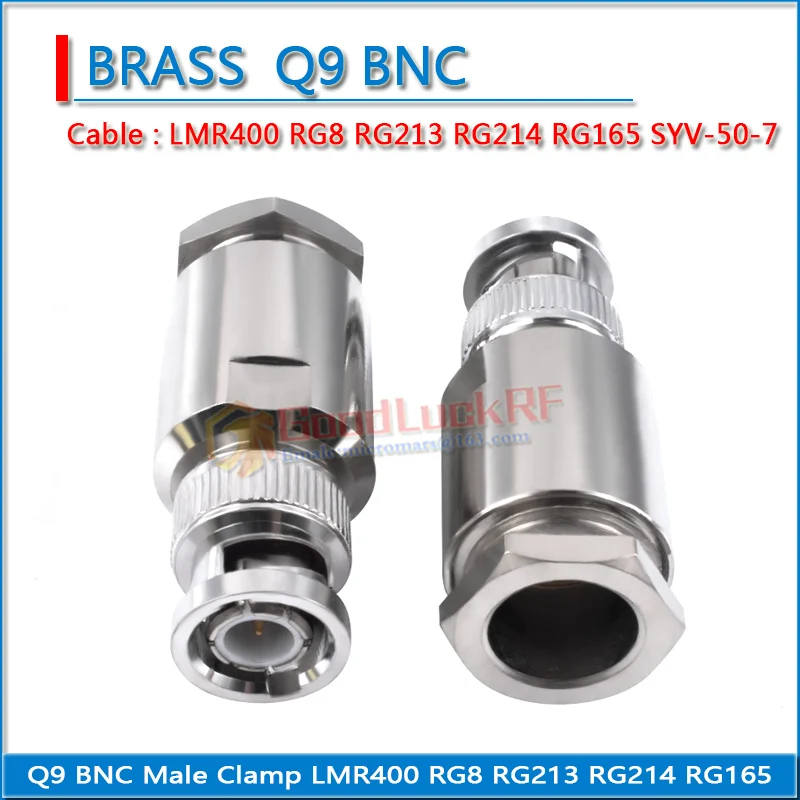 Q9 BNC ذكر تركيب المشبك لحام LMR400 RG8 RG213 RG214 RG165 SYV-50-7 كابل مستقيم 50Ohm النحاس RF موصل محولات #1