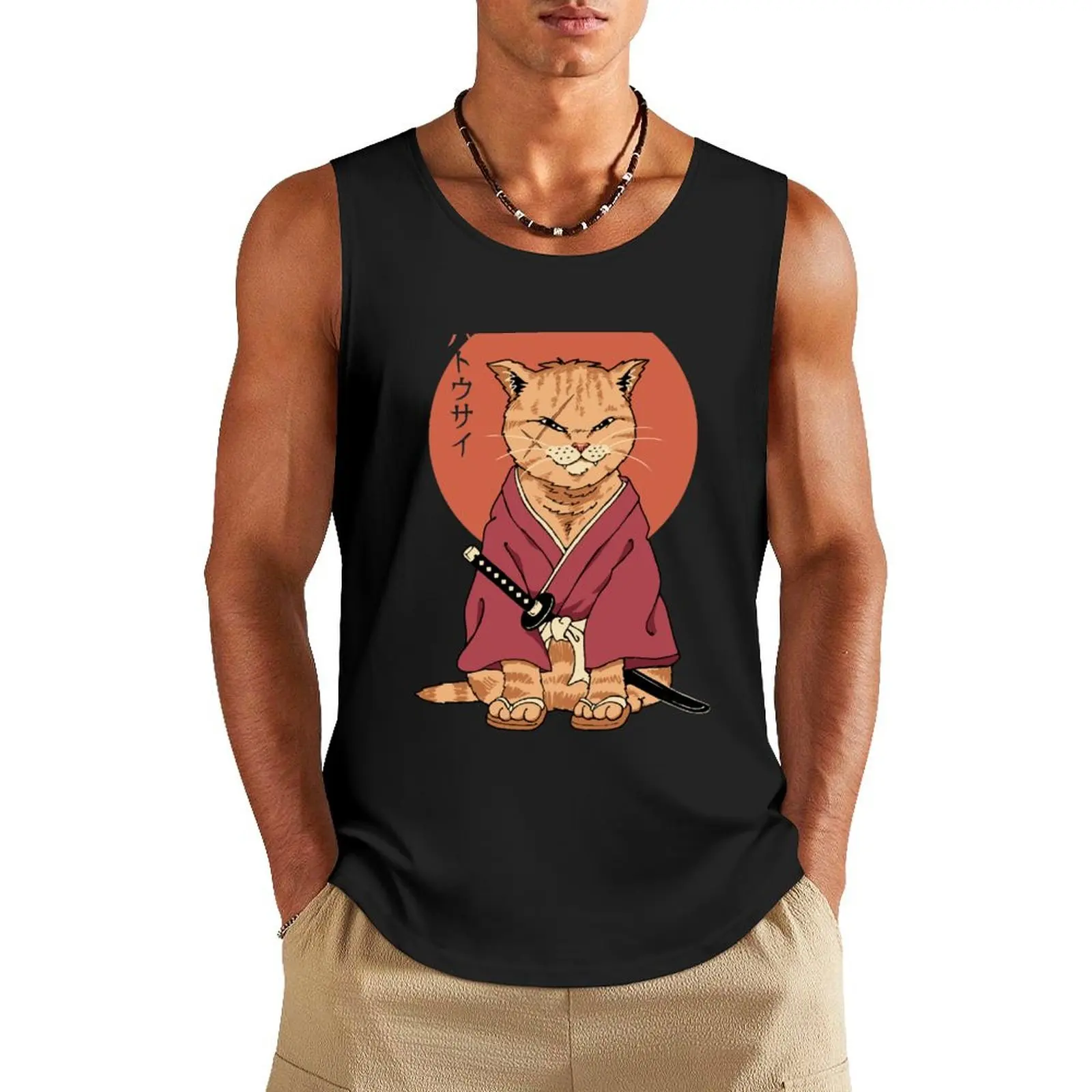 Майка без рукавов Neko Battousai Мужская, спортивная одежда, топ, летняя одежда