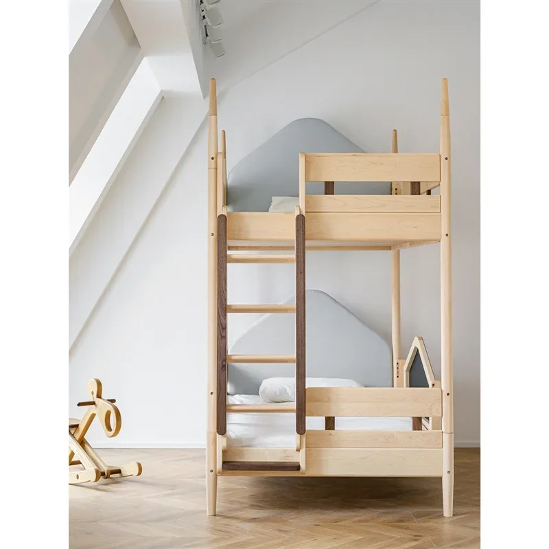 Snow castle bed, solid wood bed, half-height slide bed, bunk , children