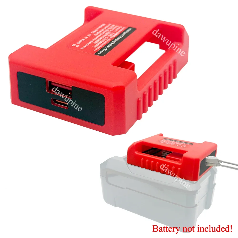 Lithium Battery Parts for Einhell for Ozito 18V Li-ion Battery Adapter Belt Buckle Display Bracket USB Type C Charger Power Bank