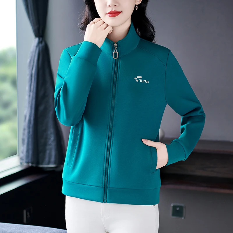 

Casual Collar Cotton Zipper Women's Jaet Spring Autumn New Faion plus Size Middle-Aged Mom Cotton Zipper Open Cardigan