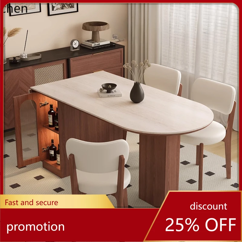 

HT травертиновый обеденный стол из каменной плиты для гостиной, бытовой складной обеденный стол из цельного дерева, комбинация обеденного стола и стула