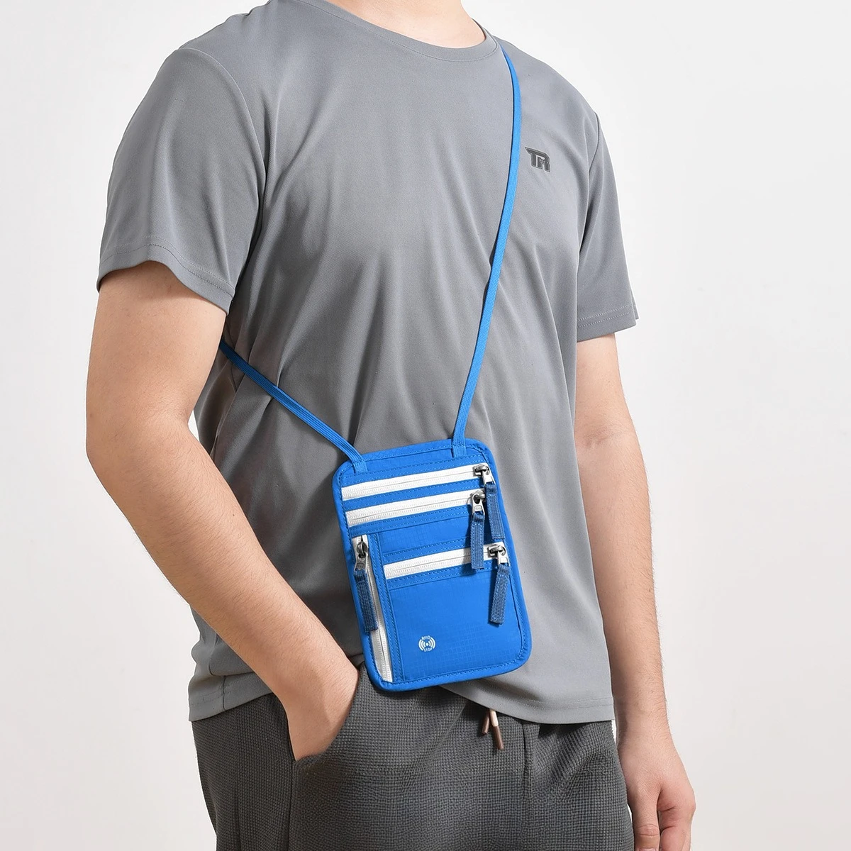 Outdoor neck pouch RFID passport shielding bag for travel tickets and passports radiation-proof cross-body card bag