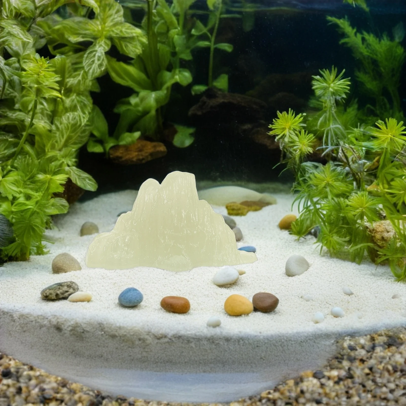 

Luminous Stone Fish Tank Artificial Rock Decoration Coloured Stones Small Gravel Substrate Beige Aquarium