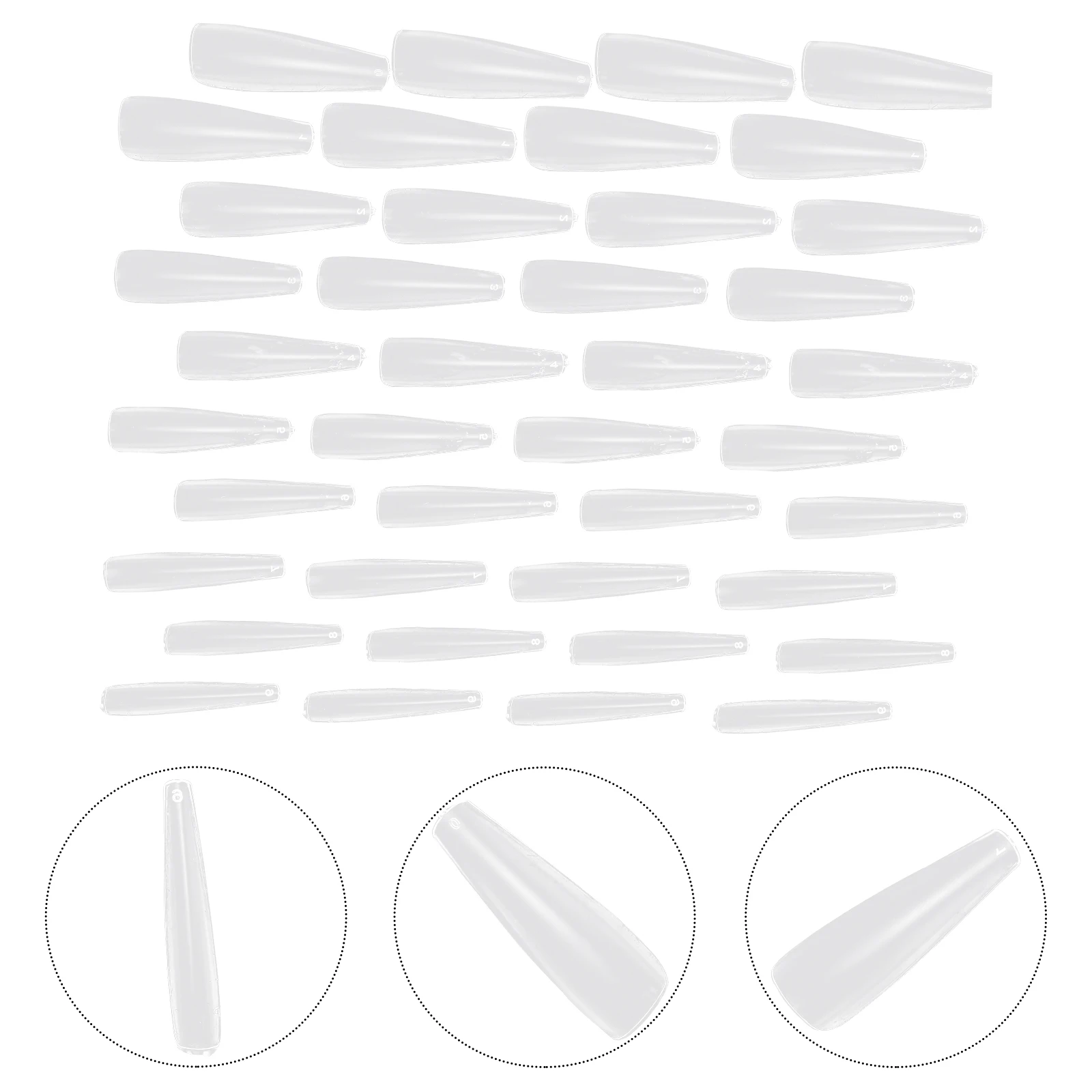 

500 Pcs False Nails Long Full Paste Salon Plastic Coffin Tips France Style Nail Stickers Decor Safe ABS Fingernail Art