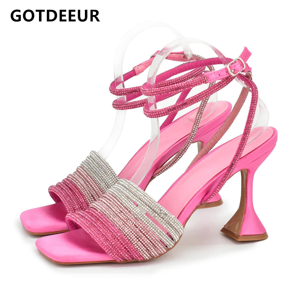 

New Heel Sandals Women Rhinestone Sexy Transparent High Heels Sandals Female New Summer Party Dress Shoes Ladies Pumps Plus Size