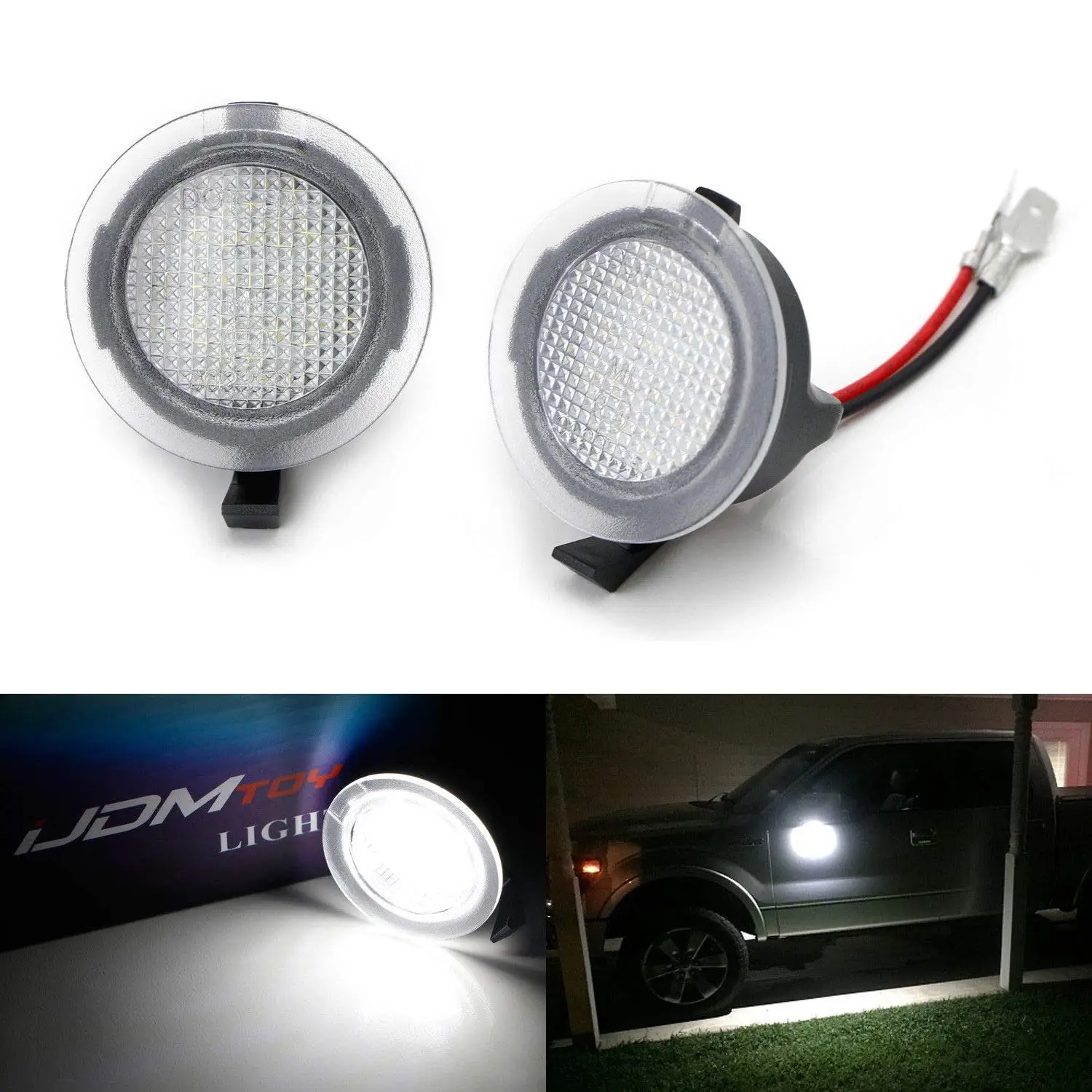 2pc weiße LED unter Seitens piegel Pfützen lichter kompatibel für Ford F150 Mondeo MK5 Edge Fusion Explorer Flex Taurus Mustang Licht – Detail 10