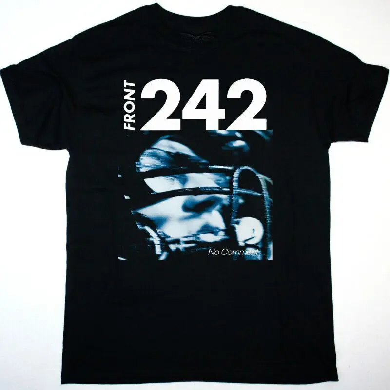 

Vtg FRONT 242 NO COMMENT Cotton Black Full Size Unisex Tee Shirt A016 long sleeves