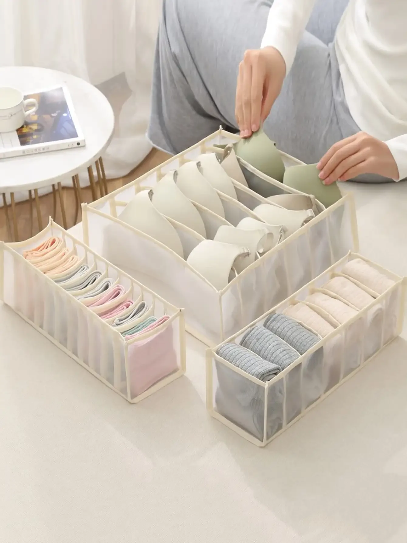 Clothes Jeans Organizer Underwear Drawer Storage Box Clothes Bras Socks Organizer Wardrobe Dormitory Compartment Storage Bag