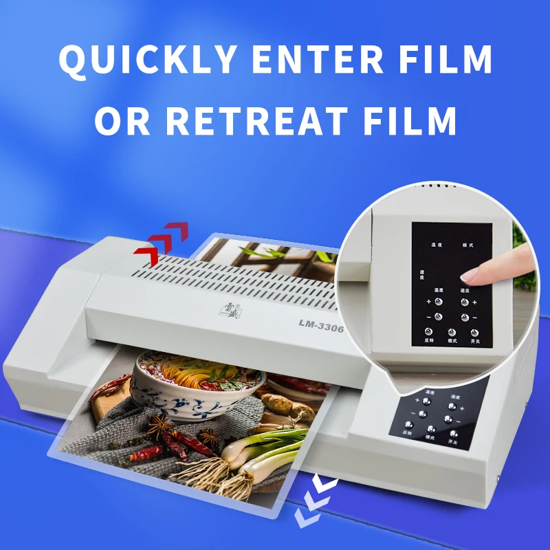 Factory Photo Laminating Machine Automatic LM-3306T Lcd 6 Rolls A3 A4 Paper Photo Cold And Hot Laminator
