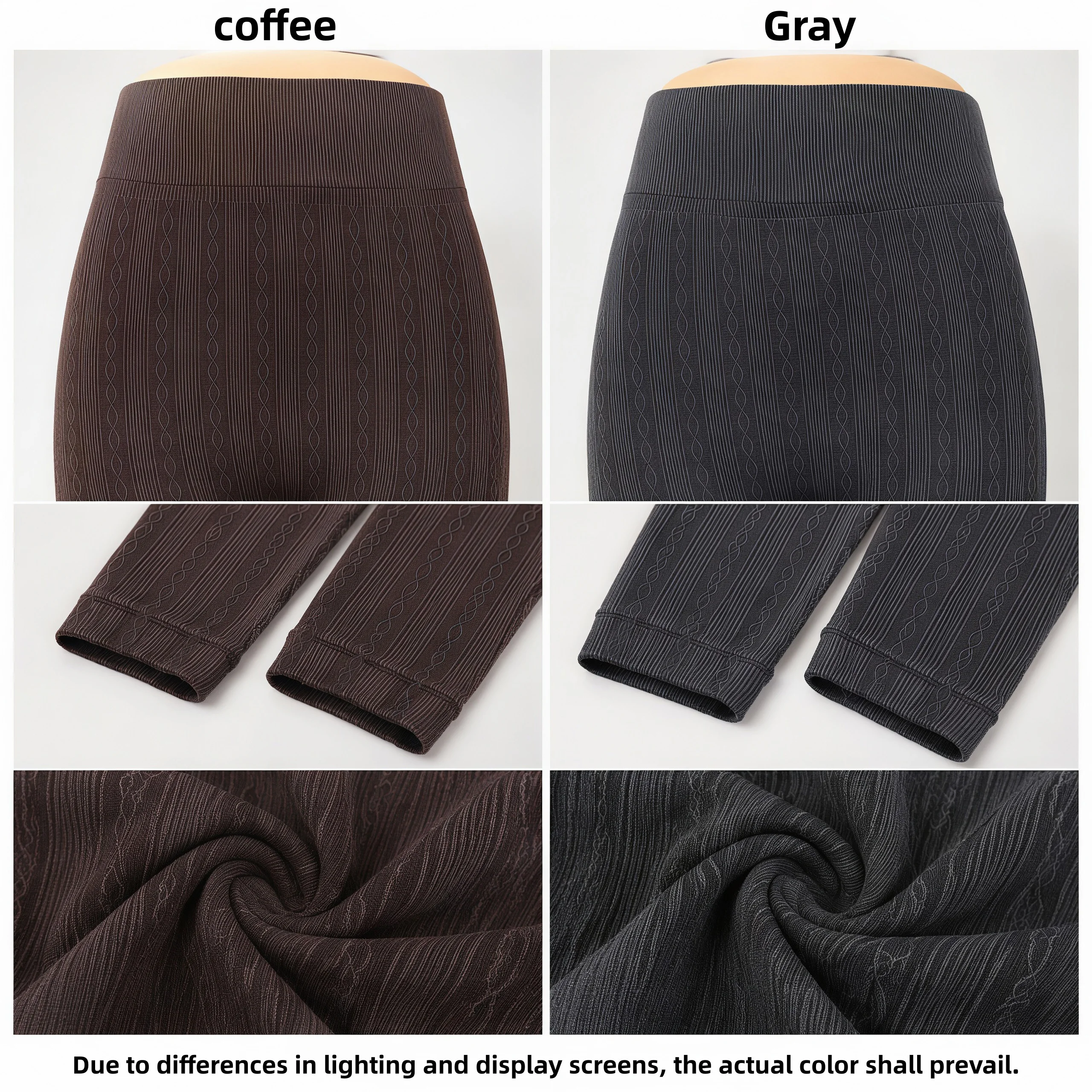 2-Pack Cable Knit High Waist Warm Leggings Stretch Textured Slim Pants for Autumn Winter Street Styleand Daily Casual Wear