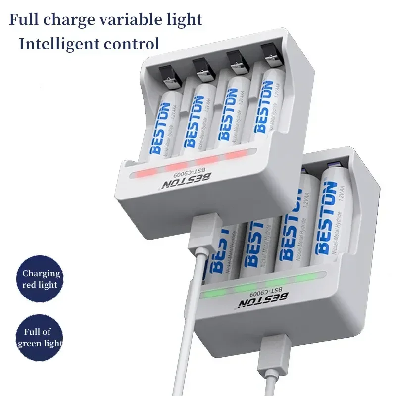 4/8-slot USB Individual Battery Smart Charger for Ni-MH Ni-CD AA AAA Rechargeable Batteries with 5V 2A Fast Charging Function