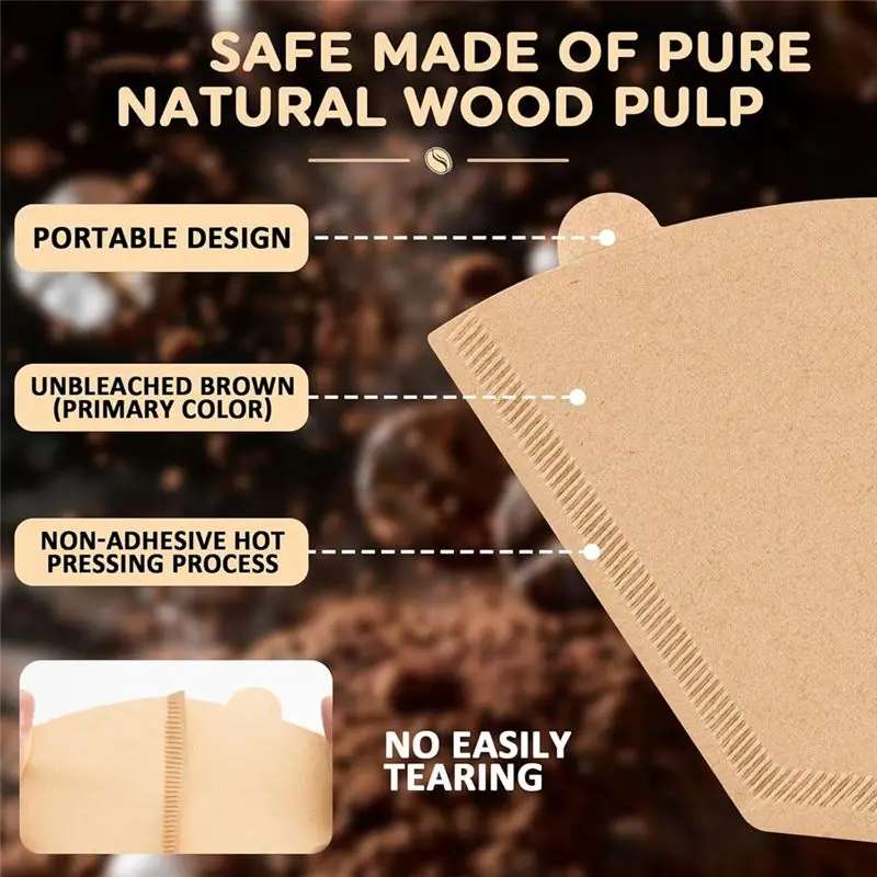 AT84-100-Pack Premium Unbleached 4 Cone Coffee Filters For 8-12 Cup Drip And Pour Over Coffee Makers