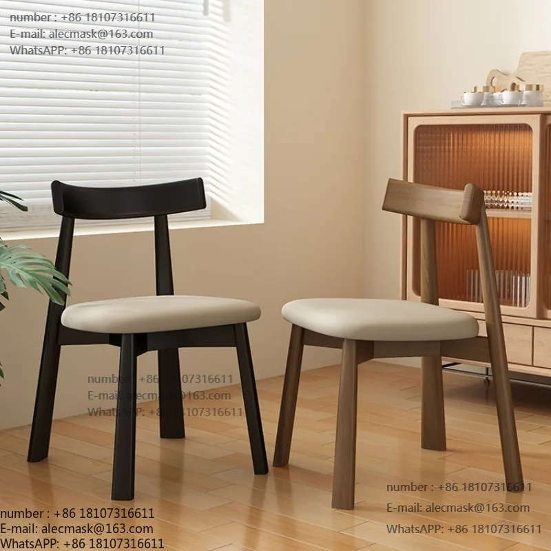 

Italian minimalist solid wood dining chair living room black modern simple backrest chair mid-century high-end makeup chair