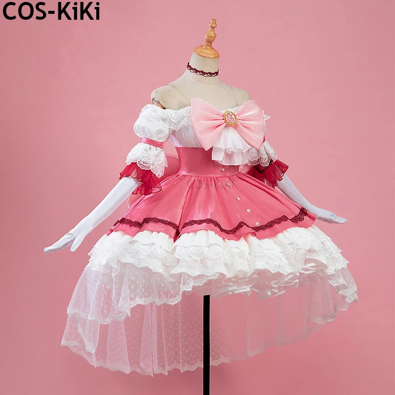 COS-KiKi Anime Puella Magi Madoka Magica Kaname Madoka Elegant Lovely Dress Cosplay Costume Halloween Party Role Play Outfit