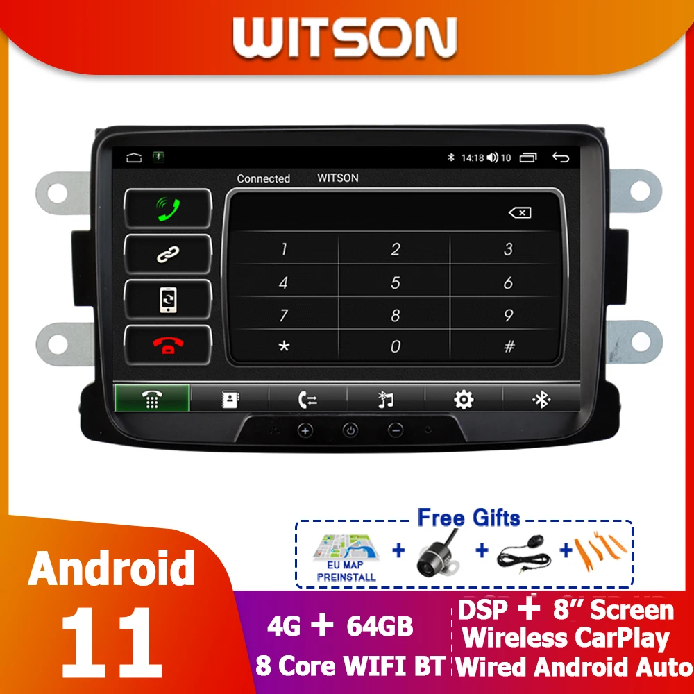 Autoradio 8'' Android 8 Core Radio For Renault Duster Dacia Sandero Logan Lodgy Dokker Docks Captur Symbol Lada Xray 2010-2017