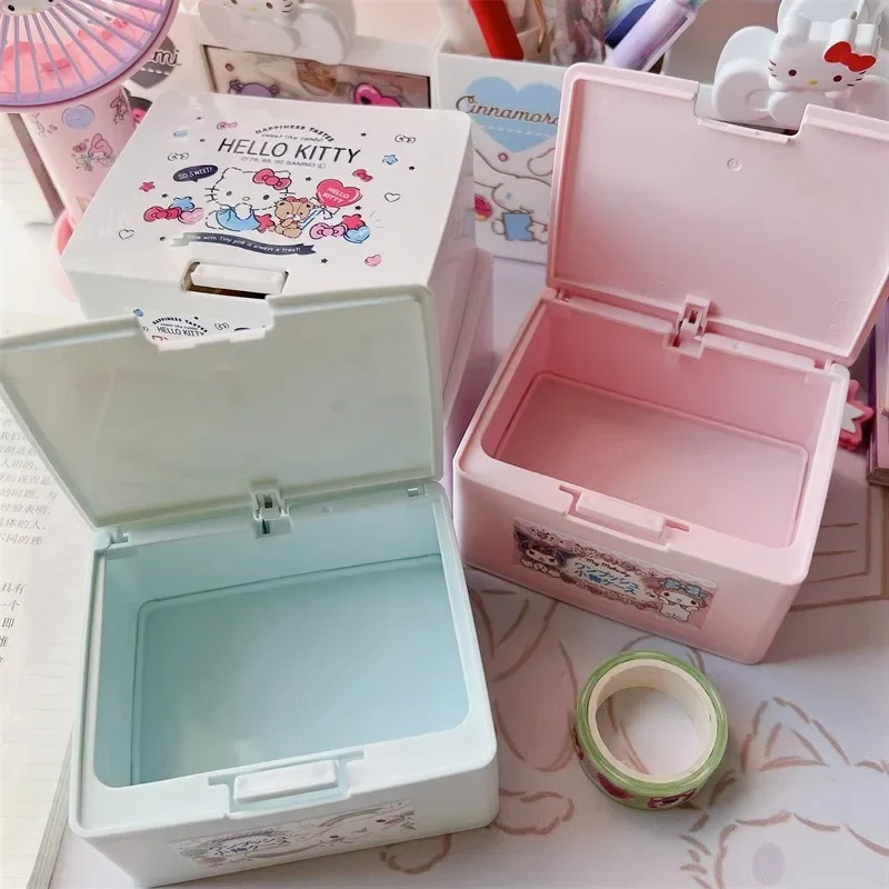 Oryginalne japońskie pudełko na waciki Sanrio Melody Sanrio Pop-up Cover Storage Box Pudełko do przechowywania kosmetyków