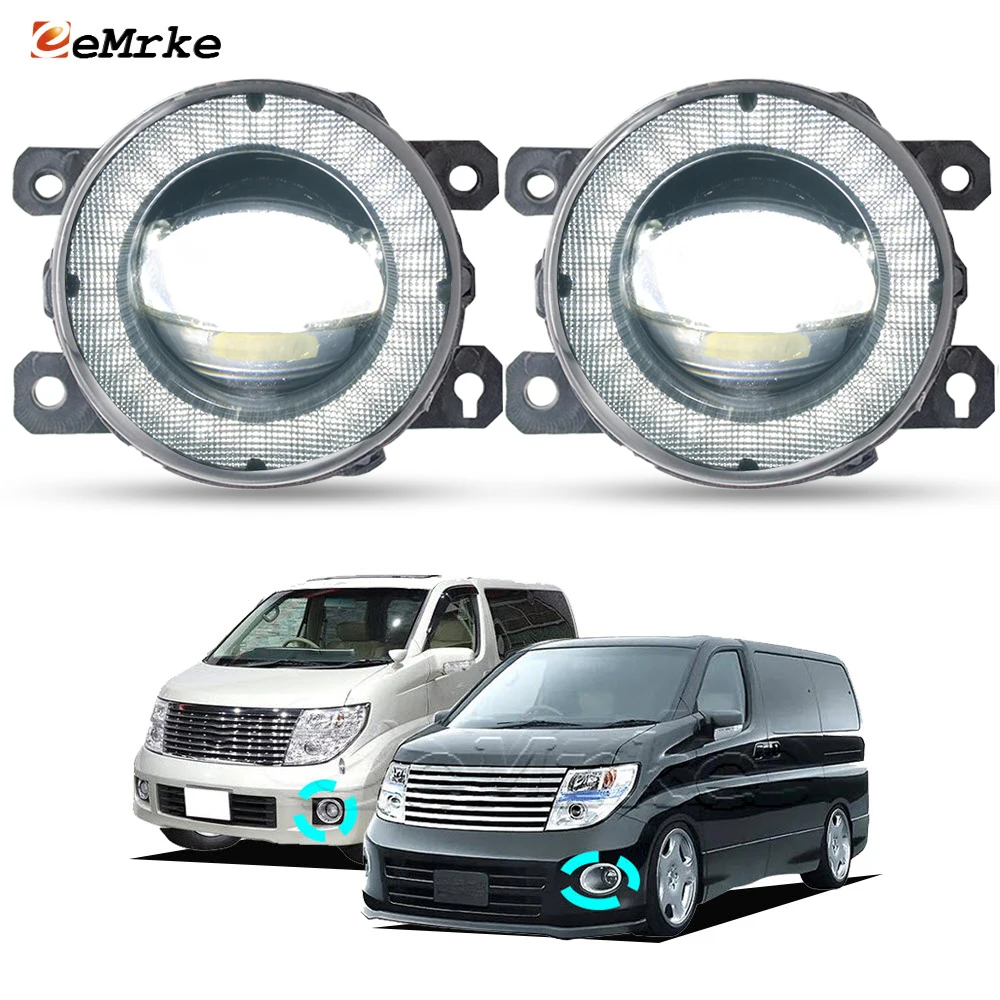 Upgrade LED Car Lights Lamp for Nissan Elgrand Highway Star NE51 E51 2004-2010 with Glass Lens Angel Eyes External DRL PTF