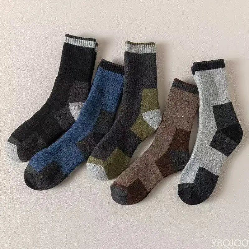 

6 pairs of socks for men in autumn winter thick wool socks with plush insulation high tube simple comfortable long socks