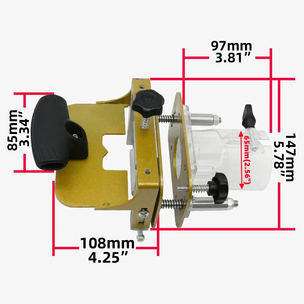 

Mortising Jig for 65mm Trimming Machine 2 In 1 Slotting Bracket Invisible Fasteners Punch Locator Linear Track Woodworking Tool