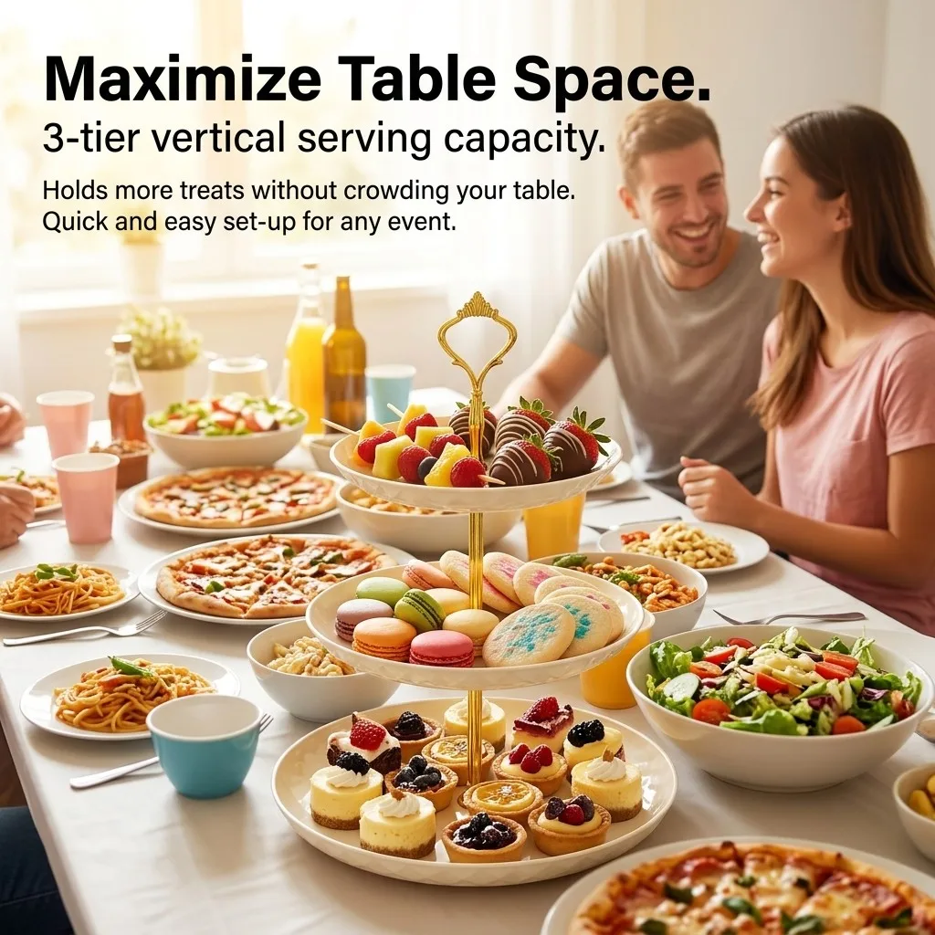 2/3 Tier Plastic Cupcake Stand Dessert Table Display Set Tiered Serving Tray Cake Display Stand Wedding Party Candy Table view 4
