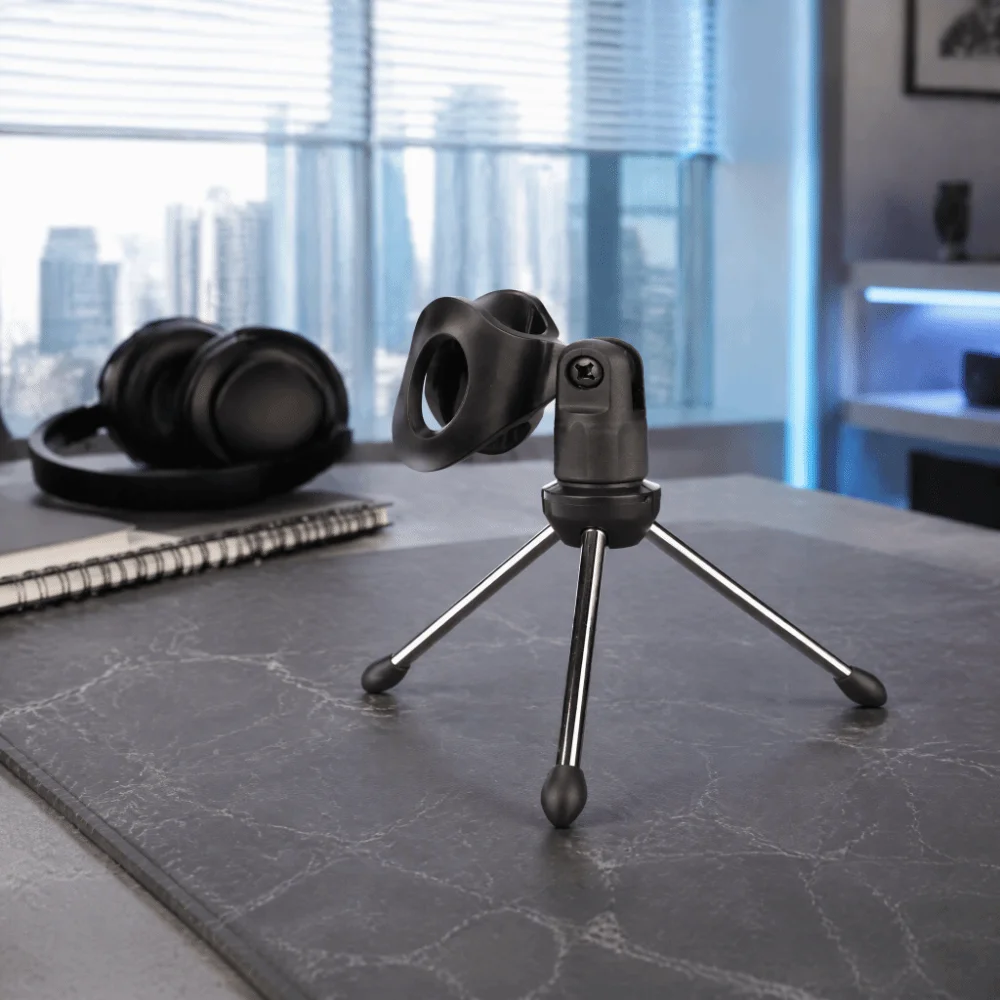 Portable Design ABS Material Mic Stand Holder Foldable Design Black Instrument stand Adjustable Tripod Stand For Studio Use