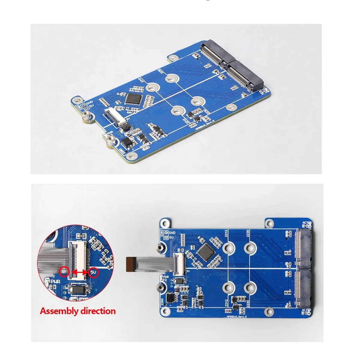 AT87-MPS2280D para Raspberry Pi 5 PCIE a M.2 Dual NVME SSD HAT compatible con 2280/2242/2230 SSD