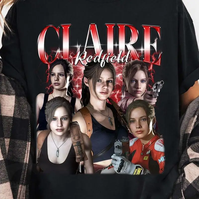 horror game resident evil Claire Redfield 100%cotton unisex shirt 2026 Summer New O-neck Men's Y2k retro Short Sleeve Tshirt