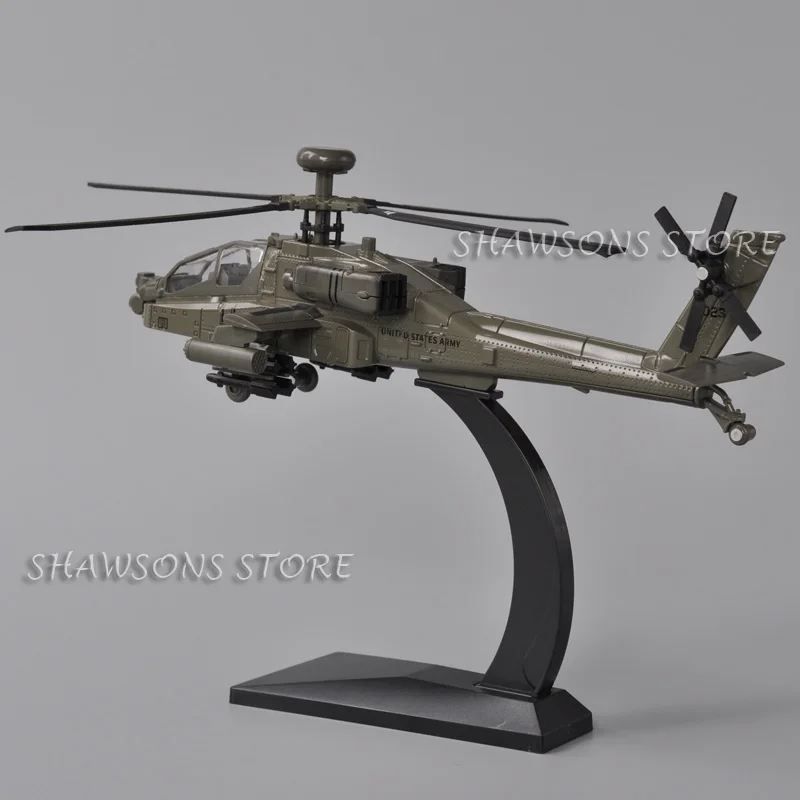 1:72 Diecast Aircraft Model Toy AH-64 Helicopter Gunship Apache Miniature Replica Sound & Light