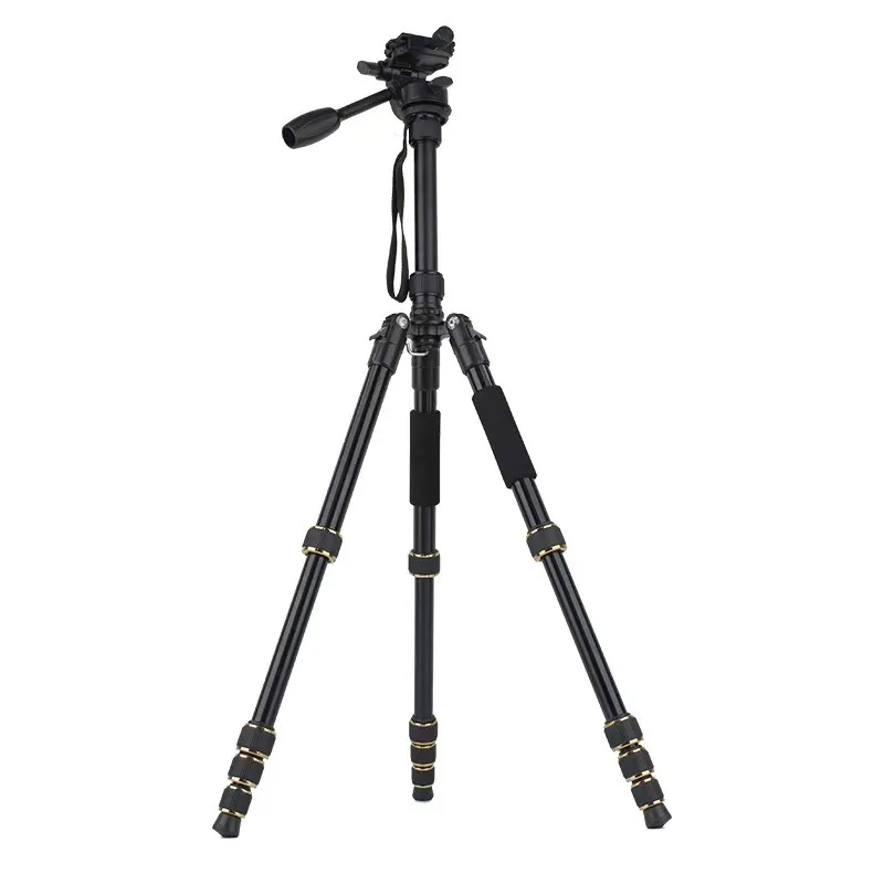 

1.6m Aluminum Alloy DSLR Camera Tripod Five Section 3D Gimbal Metal Shooting Tripod Lightweight