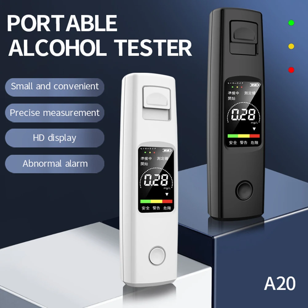 Professional Breathalyzer Rechargeable Portable Breath Alcohol Tester Light & Sound Accurate With LCD Display 3 Color Indicator