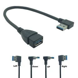 90 Degree USB 3.0 A Male to Memale Adapter Cable Angle USB 2.0 Extension Extender Fast Transmission Left/Right/Up/Down 20cm