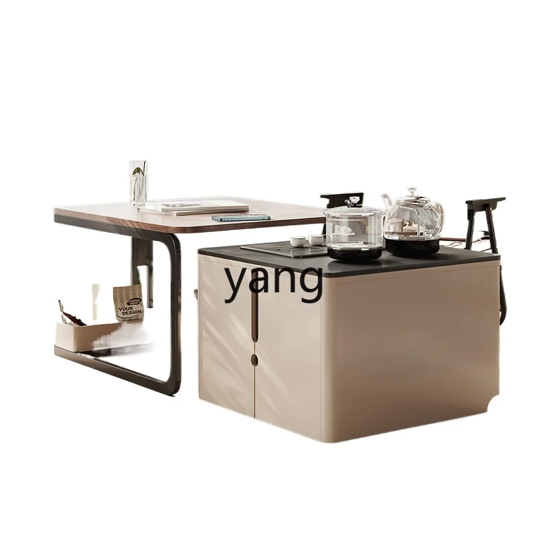 

ZL removable retractable coffee table modern tea making cabinet rock slab integrated sofa kung fu edge table