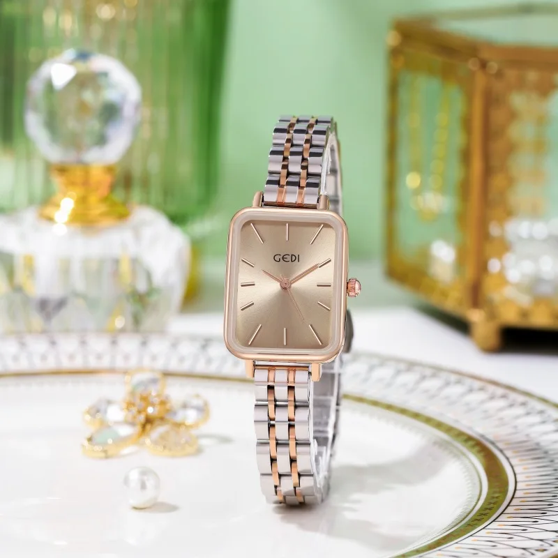 GEDI Quartz Wristwatches Simple Vintage Rectangle Watches for Women Fashion French Watch Ladies Reloj Mujer Luxury