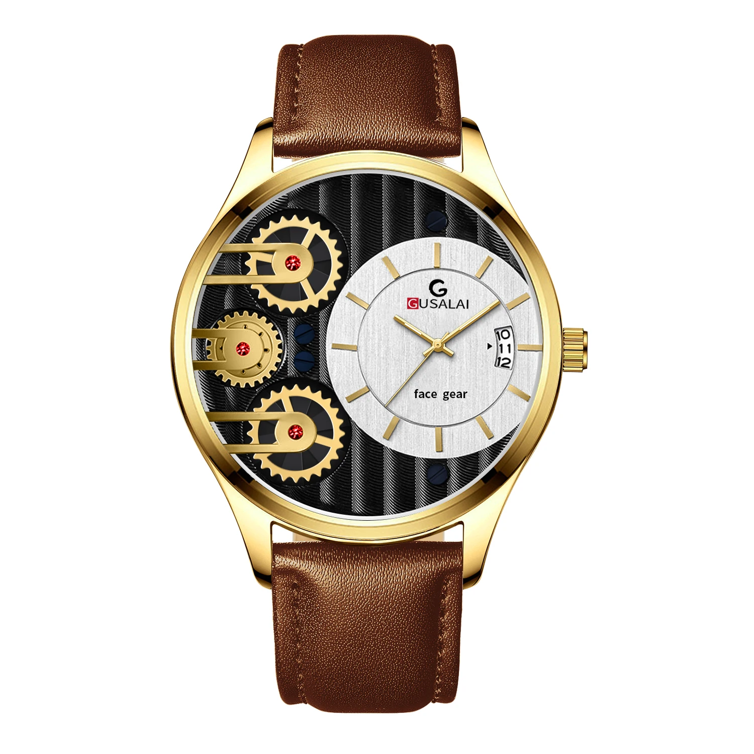 

2025 Новые черные кожаные мужские часы, модные механические стильные 44 мм, кварцевые часы, военные часы, мужские спортивные часы, relogios masculin