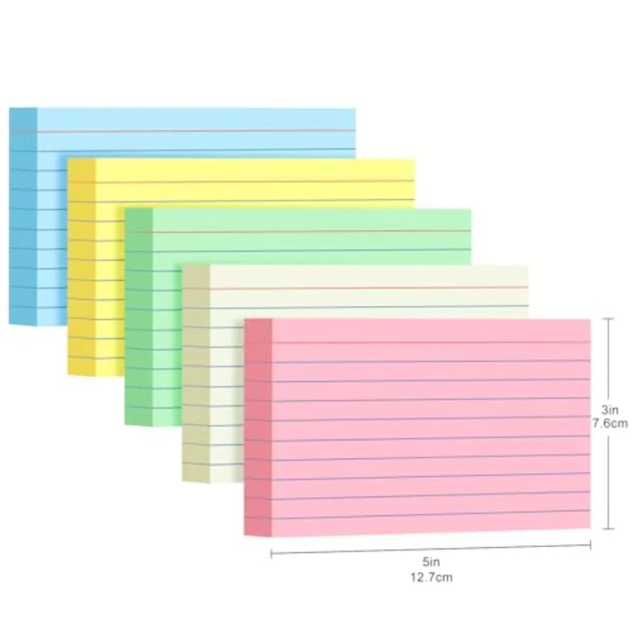 Цветные индексные карточки 3x5, 250 штук, линованные, для учебы, плотные карточки для заметок, для офиса, дома и колледжа