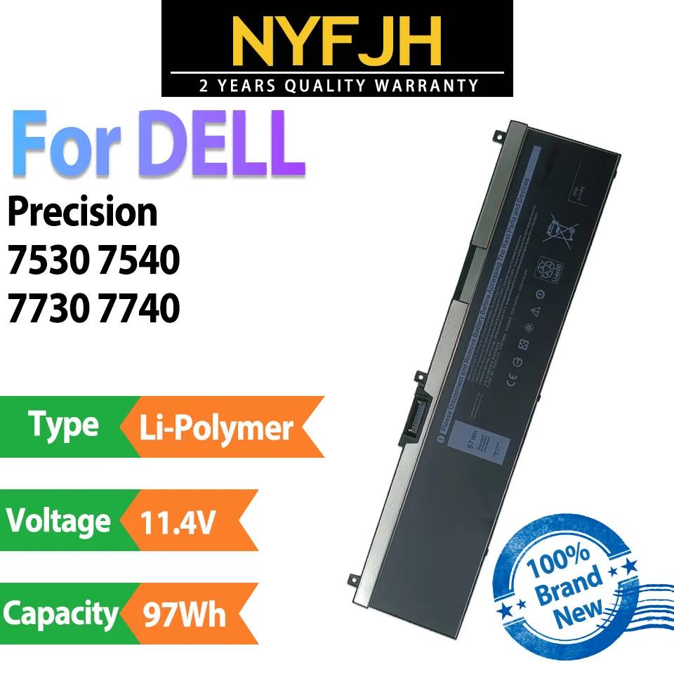 11,4 V 97Wh NYFJH Código de batería: Batería para portátil NYFJH para DELL Precision 7530 7730 7540 7740