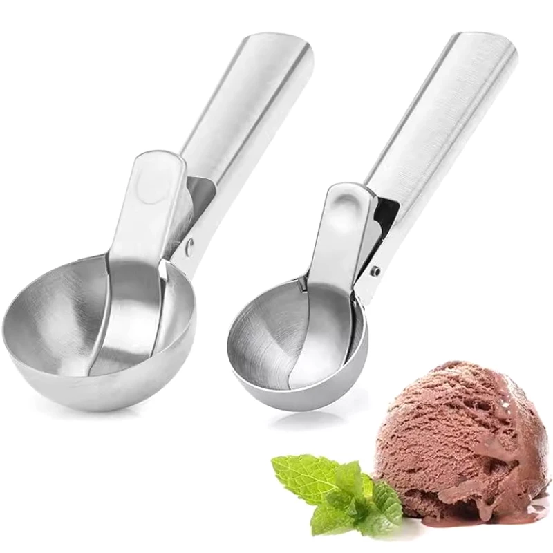 Multifunctional Ice Cream Scoops Stainless Steel Dual-Purpose Scoop Fruit Watermelon Spoon Ball Scoop Household Ice Cream Tools