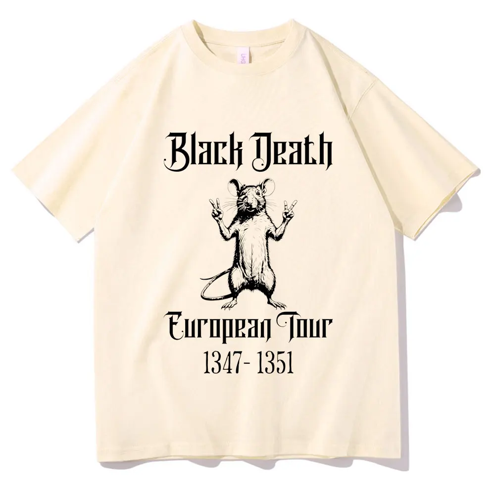 

Black Death World Tour Vintage T-shirt Funny Mouse Rat Meme Print T Shirts Men Gothic Rock Oversized Tees Male Fashion Tshirt