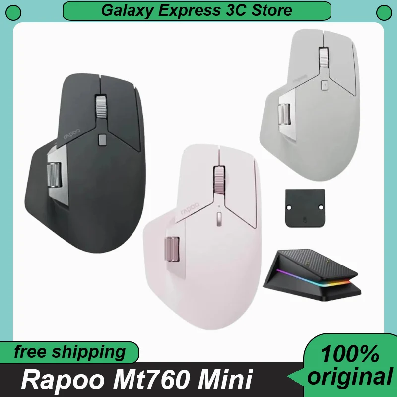 Rapoo Mt760 Mini Wireless Mouse Bluetooth Ergonomics Lightweight Gamer Mouse Low Latency Long Battery Life Custom PC Gaming Mice