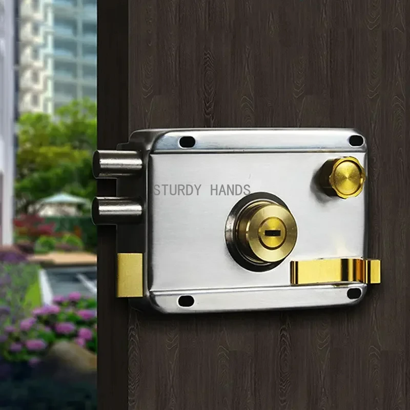 Thickened Stainless Steel Exterior Door Lock Bedroom Multiple Security Lock Universal Wooden Doors Lockset Home Hardware