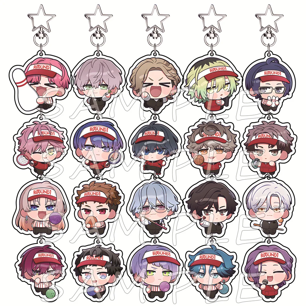 BREAK MY CASE 6cm Star Hook Acrylic Keychain Round1 Sports Chibi Otome Game Bag Charm Car Key Ring Otaku Fans Collectible Gift