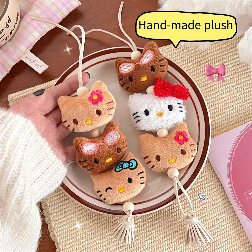 Cute Hello Kitty Plush Keychain Children Anime Plushie Pendant Keyring Cute Women Bag Car Keychians Girl Children Birthday Gift