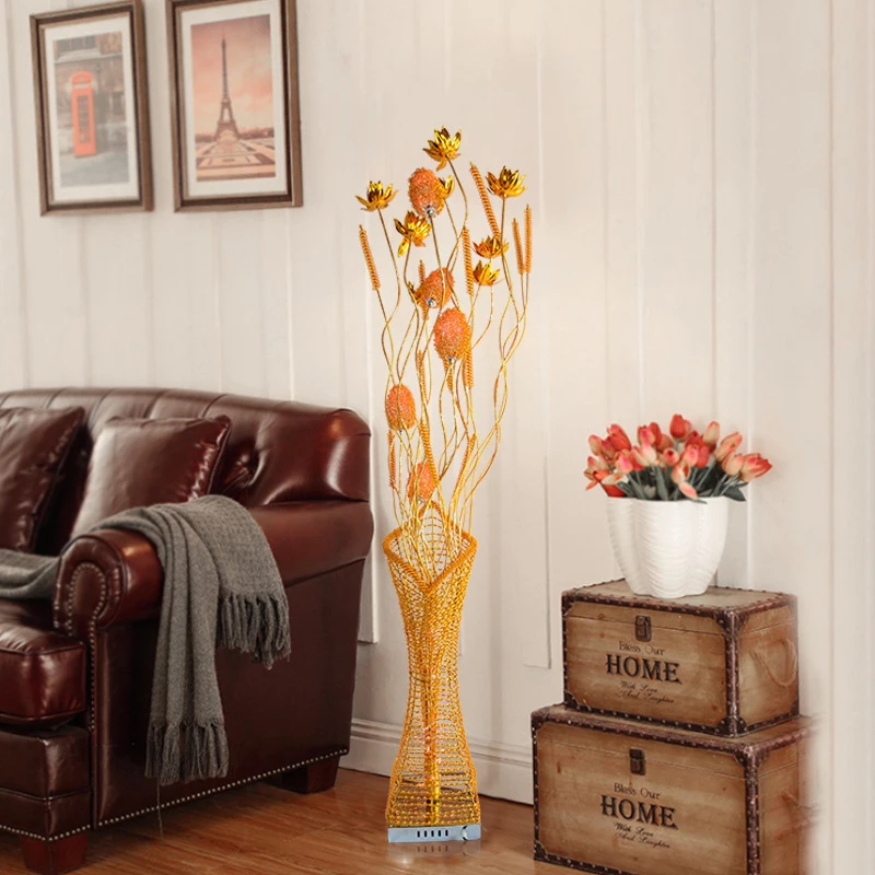 SAMAN Nordic Red Floor Lamp Modern Art Flower Living Room Sofa Bedroom  Wedding LED Originality Decorative Standing Light