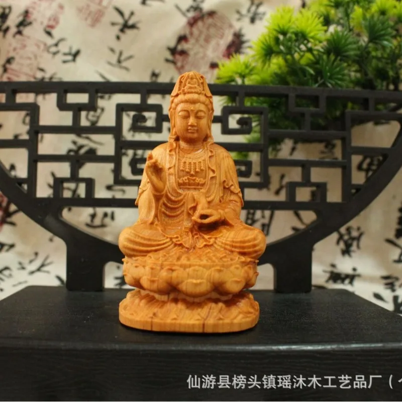 Yabai Guanyin Ornament Sakyamuni Buddha Hand Handle Piece Solid Wood Engraving Desktop Ornament Baby Buddha Hand Handle Piece